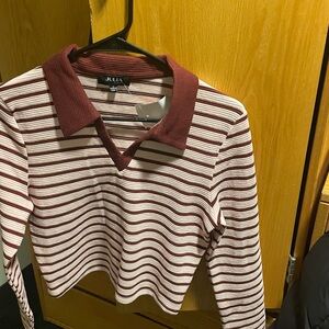 Julia Women's Striped Long Sleeve Top - Red and White